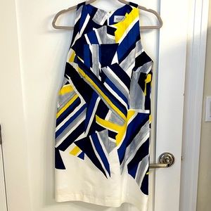 Milly Cotton Shift Sundress with Mod Geometric Brushstroke Print